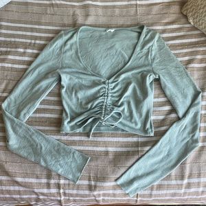 Wilfred Free Sea Green Cinched Long Sleeve Top Small